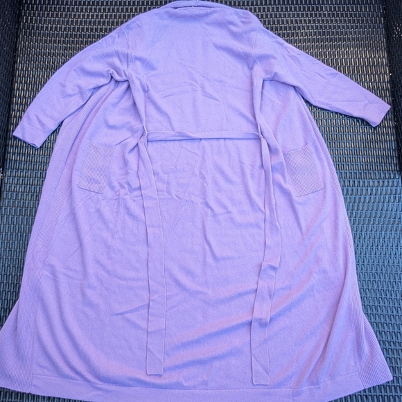 100% Pure Cashmere Lavender Ankle Length Cardigan Sweater - Picture 2 of 8